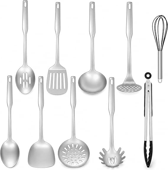 Onader 10Pcs Kitchen Utensils Set, Stainless Steel Cooking Utensil Set