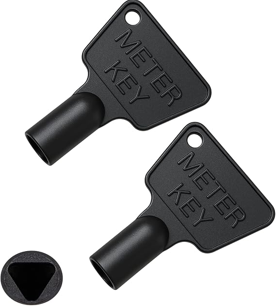 Universal Service Utility Meter Key – Heavy Duty Metal Triangle Key for Gas & Electric Meter Boxes – Emergency Multi-Purpose Cupboard Key for Meter Readings & Cabinet Access 2 Pack.