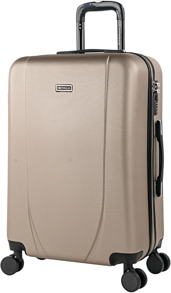 ITACA - Lightweight Hard Travel Suitcase Set Cabin, Medium, Large with Combination Lock, Champagne, Casual