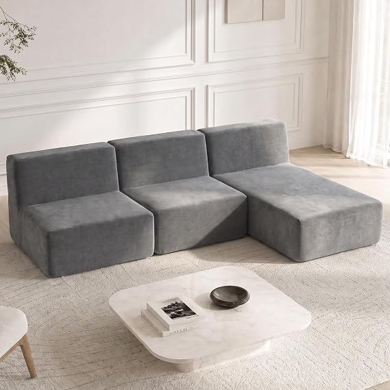 L-Shape Corner Sofa 3 Seater Modular Sofa with Sleep Function