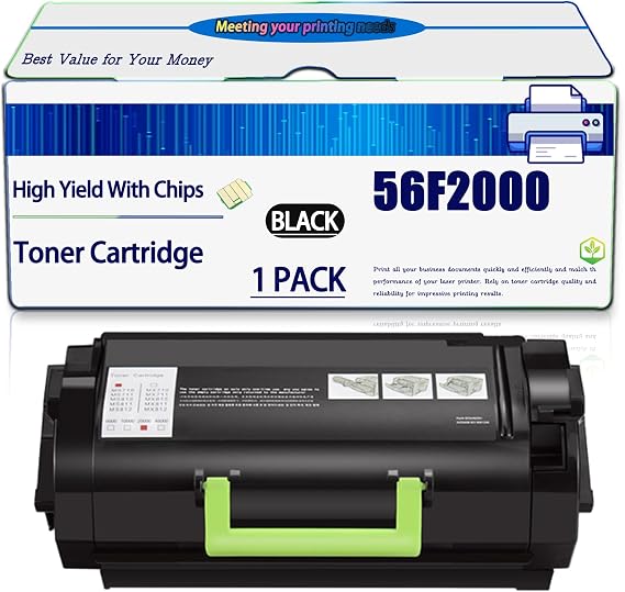 Compatible for Lexmark 56F2000 Toner Cartridge MS/MX321/421/521/622/MX522/MS621 Printers, High Yield 6000 Pages, with Chip (Black)