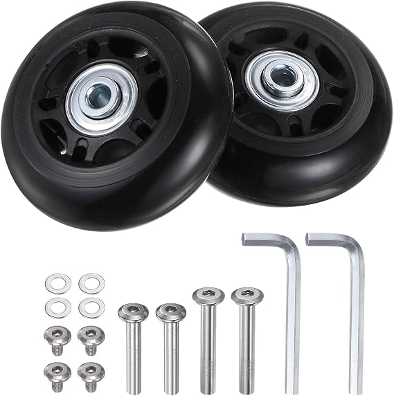sourcing map Replacement Luggage Wheels 68x24mm Suitcase Wheel Repair Kits Include 2 PU Bearing Wheels & Washers, Wrenches & Axle
