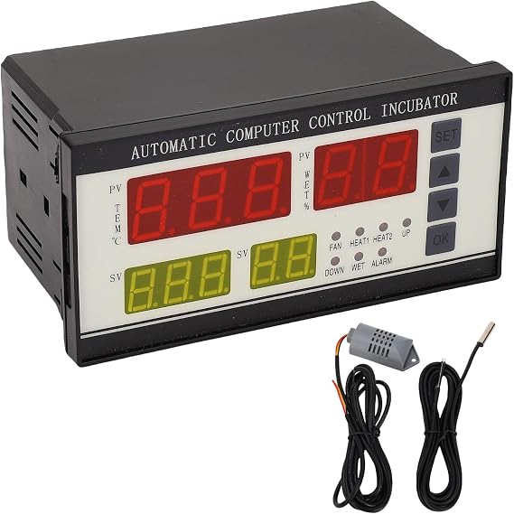 Egg Incubation Controller, Automatic Computer Control Incubator Thermostat with Temperature Humidity Sensor Probe for Chicken Goose Duck