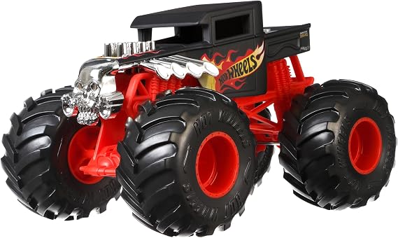 Hot Wheels Monster Truck Big Size Bone Shaker 1:24 Scale Toy Vehicle Mini Car, For Ages 3 and Up, Red HNM40
