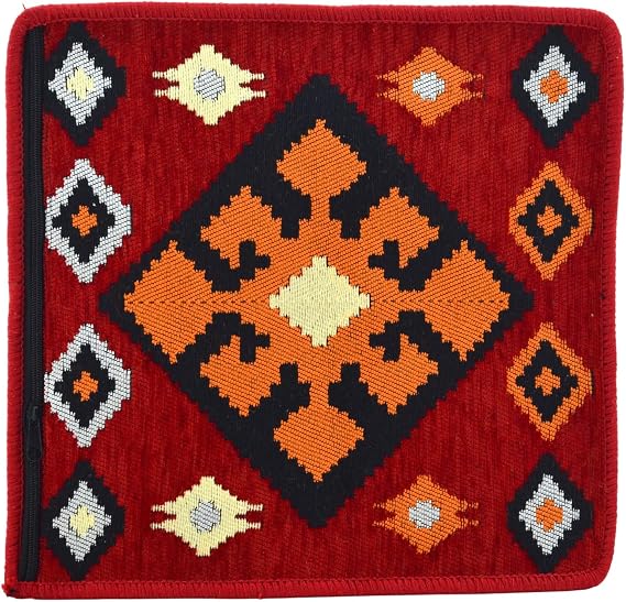 Dekoratif Otantik Çift Taraflı Fermuarlı Kilim Şark Köşesi Minder Kılıfı (40cmx41cm) Mod9