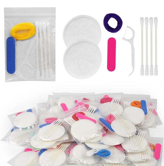 Adorila 5-in-1 Disposable Vanity Kit, Individually Wrapped Sets, 50 Pack