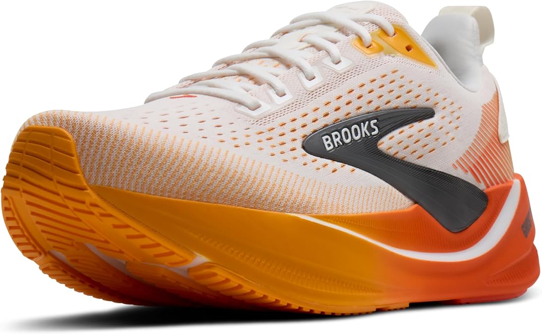 Brooks メンズ Ghost Max 4 ニュートラル ランニング&ウォーキングシューズ, ホワイト/オレンジ/レッド, 10 Wide