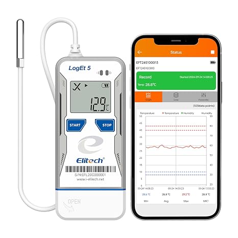 Elitech Bluetooth Temperature Data Logger -30°C to 70°C Automatic PDF/CSV Report
