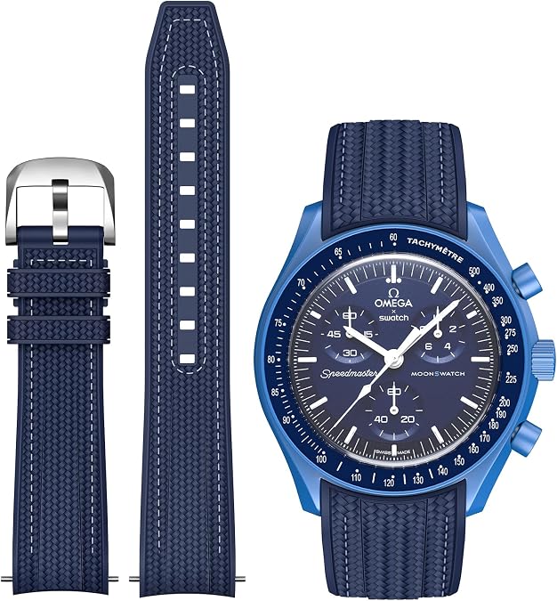 Strap for Moonswatch Watch, Silicone Establishment Pattern for Omega X Swatch, Curved Strap for Men & Women, 20mm