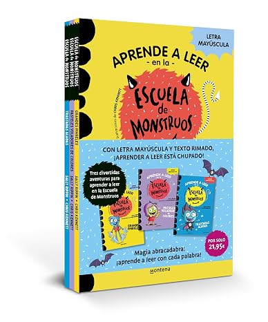 Aprender a leer en la Escuela de Monstruos - Pack con los libros 4, 5 y 6: En letra MAYÚSCULA (libros para niños a partir de 5 años)