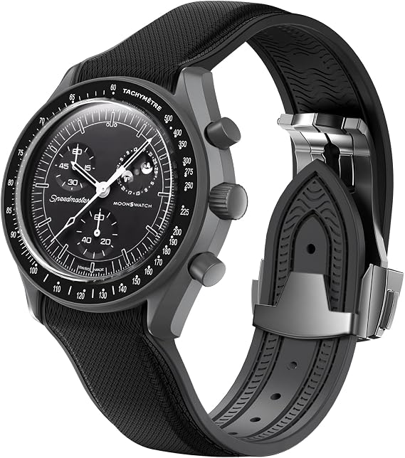 Strap for Omega x Swatch MoonSwatch Watch, 20mm Folding Buckle Compatible Curved No Gap Replacement Strap for Swatch Omega Men Women