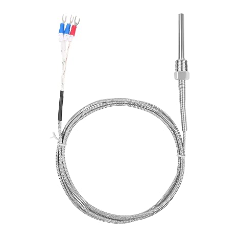 Waterproof RTD PT100 Temperature Sensor - Jaybva Stainless Steel 3 Wire Thermistor Probe for PID Temperature Controller NPT 1/4" Inch Pipe Thread with Insulation Lead Shield Wire 0~500C