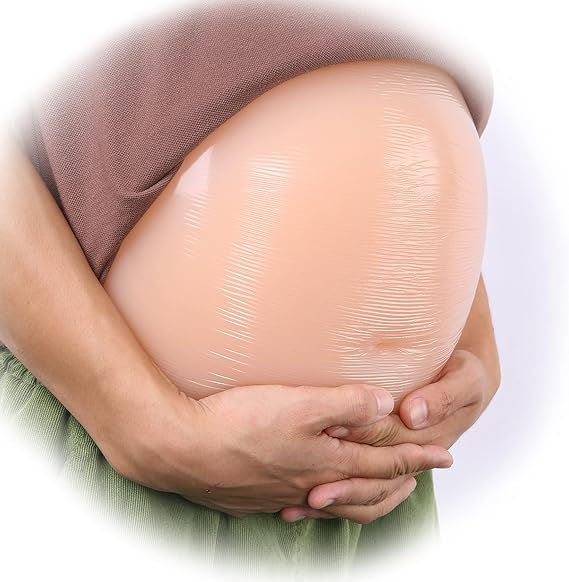 Simulation fake belly fake pregnancy performance props,Simulation 2-10 Months ​Pregnant Fake Abdomen,with Transparent shoulder strap,self-adhesive,2/3 months