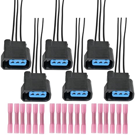 6 Set Ignition Coil Connector Pigtail fit for Honda Accord 2003-2007, Civic 2001-2011, Odyssey 1999-2010, Pilot 2003-2008, Ridgeline 2006-2008, Plug Wiring Harness