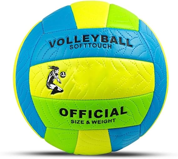 Softtouch Voleybol Topu Resmi Boyut No: 5 Premium Dikişli Çift Astarlı İç ve Dış Mekan için Maç ve Antrenman Topu (Pompa Hediyeli)