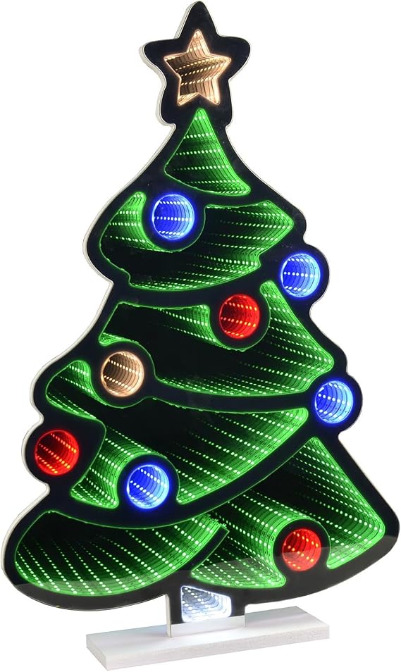 Double Sided Infinity Mirror Light Christmas Decoration Optical Illusion Multicolour - Christmas Tree