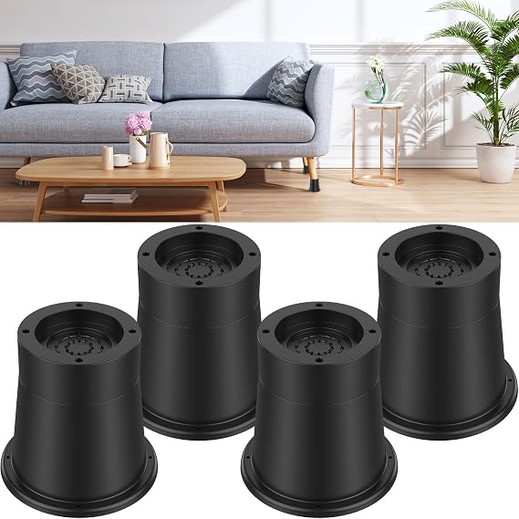 4Pcs Bed Risers 3 inch Non-Slip Heavy Duty Furniture Risers Sofa Riser Supports Up to 6000 lbs Bed Frame Riser Bed Lifts Riser Bed Raising Blocks for Sofa Table Desk Chair