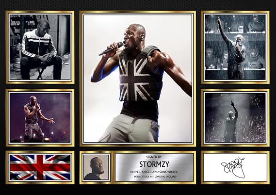 STORMZY Signed Autograph Photograph Display - Perfect for Hip Hop Fans, A4 Poster + Black Frame - Limited Edition Autograph Fan Gift – Collectible Memorabilia Merchandise