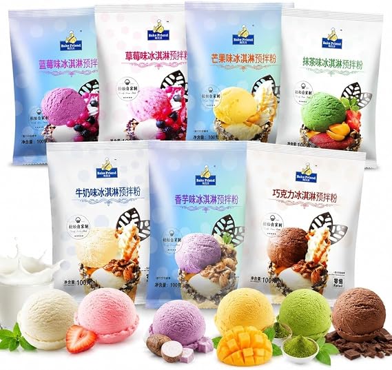 Homemade Ice Cream Powder 7 Flavor Mix (100g) - No Machine Needed, Easy 3-Step