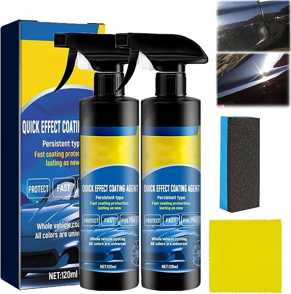 2Pcs Sopami Car Coating Spray, 3 in 1 Multi-functional Quick Effect Coating Agent, Waterless Wash and Wax Spray for Cars, Improves Clarity and Visibility, Long-Lasting Shine and Protection