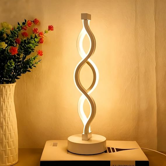 Modern Led Table Lamp Unique Nightstand Dimmable Spiral Desk Lamps with 3 Color Levels for Bedside Bedroom & Living Room Office Book Store Art Wall Decor