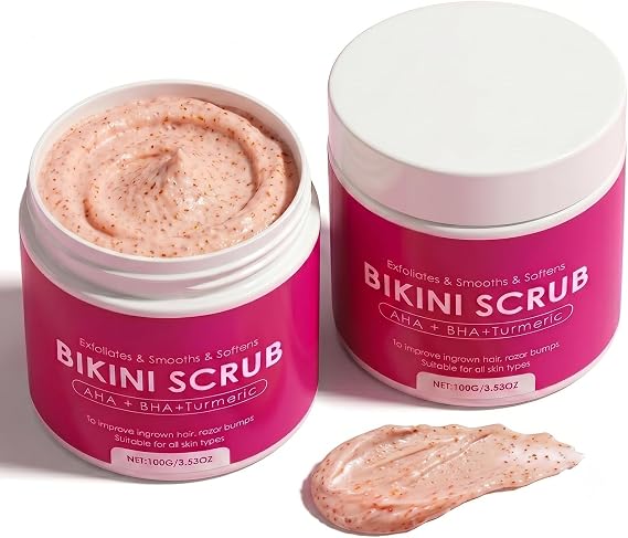Bikini Scrub AHA BHA Exfoliator, 2-Pack Kp Bump Eraser Exfoliating Body Scrub Exfoliator For Bikini Underarm Area, Removes Ingrown Hairs And Shaving Bumps, Evens Skin Tone, Exfoliating Scrub