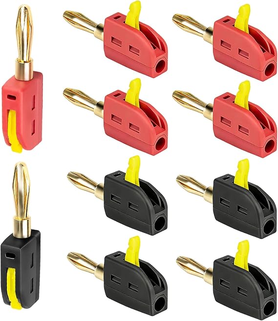 Pack of 8 4 mm Banana Plugs 32A High Current Banana Plug Speaker Connector Quick Connection Converter for HiFi Stereos Boxes Power Amplifiers & AV Receiver
