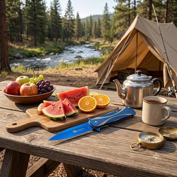 Katlanır Kamp Bıçağı Outdoor Survival Bıçak Mavi