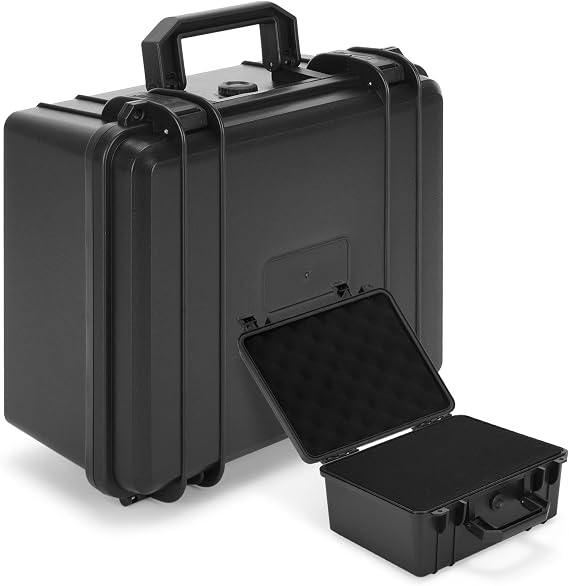 MYOYAY Waterproof Hard Case with Foam Insert, Portable Tool Box with Shock- Proof Sponge Waterproof Grade IP67, Camera Hard Case, Explosion Proof Box, 28 x 24 x 12.7cm