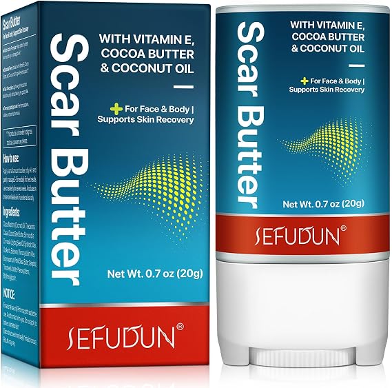 Scar Cream Stick - Scar Butter, Advanced Scar Repair Stick with Vitamin E, Cocoa Butter & Coconut Oil, Skin Repair Wax for Stretch Marks Removal, Old & New Scars, Burns, Acne