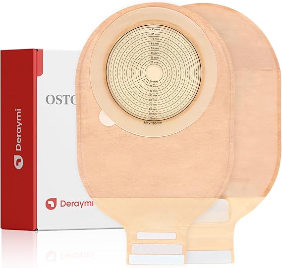 DERAYMI 20PCS One-Piece Stoma Bags 15-109mm Cuttable Ostomy Supplies
