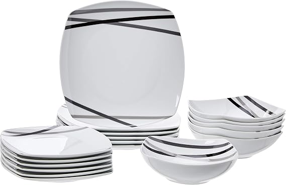 Amazon Basics Tableware of 18 Unit, Modern lines, 6 services