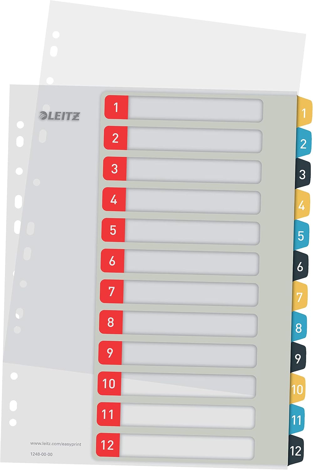 Leitz A4 Printable Index 1-12, Heavy Duty, Cosy Range, Multicoloured, 12480000
