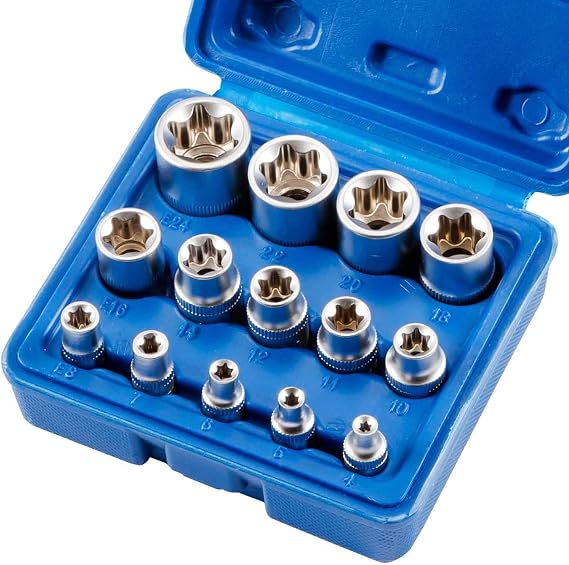 Qnkaa Female E Star Torx Socket Set E4-E24 14pcs