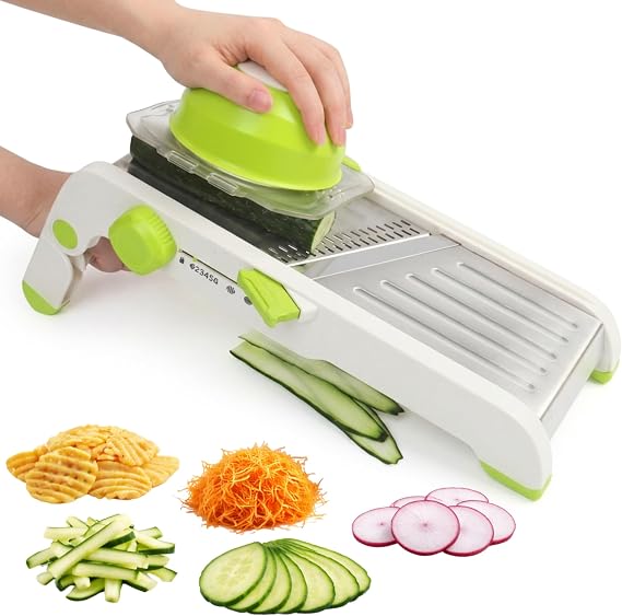 Professional Kitchen Mandolin, Vegetable Cutter and Chopper, Adjustable and Foldable, Kitchen Gadgets, Safe Blade Change, Easy Lock, Complete Kitchen Accessory