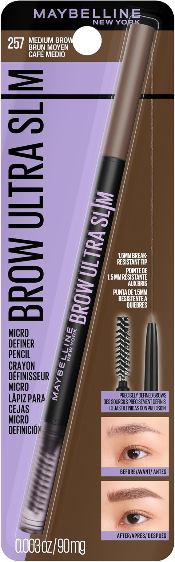 MAYBELLINE Brow Ultra Slim Defining Eyebrow Pencil - Medium Brown 257