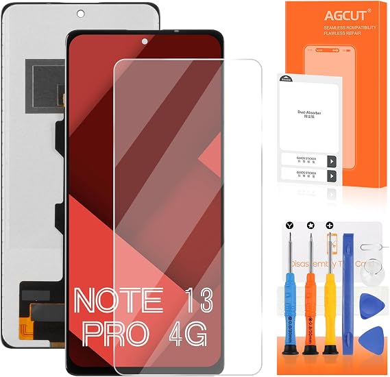 LCD Display for Redmi Note 13 PRO 4G Screen Replacement for Xiaomi Redmi Note 13 PRO 4G 23117RA68G 2312FPCA6G 6.67 Inch LCD Screen Digitizer Touchscreen Assembly with Repair Black