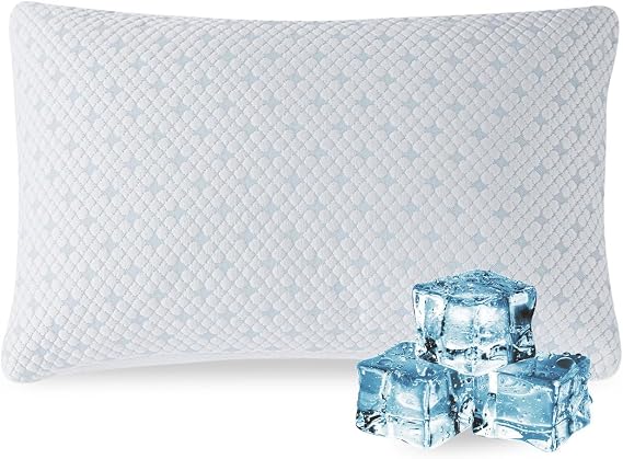 EGOHOME Shredded Memory Foam Hot, Adjustable Bed Side Back or Stomach Sleepers, Neck Sleeping, Pillow with Removable Cover, Cooling Queen(Pack of 1), White 4 Pound