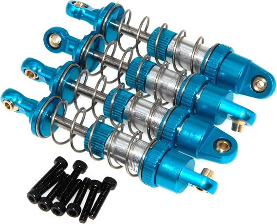 Shock Absorber Compatible with 1/14 1/16 MJX Hyper Go 14209 14210 14211 16207 16209 16210 Rc Car Front and Rear Shocks Metal Upgrade Parts 4Pcs(Blue)