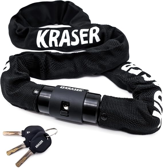 KRASER KR620 Bicycle Lock Chain Anti-Theft Steel Ø6 mm, Security Lock, Swivel Lid, Lightweight Chain Lock Anti-Theft Motorcycle Wheel Lock Universal Motorcycle, Scooter, Bicycle, 100 cm