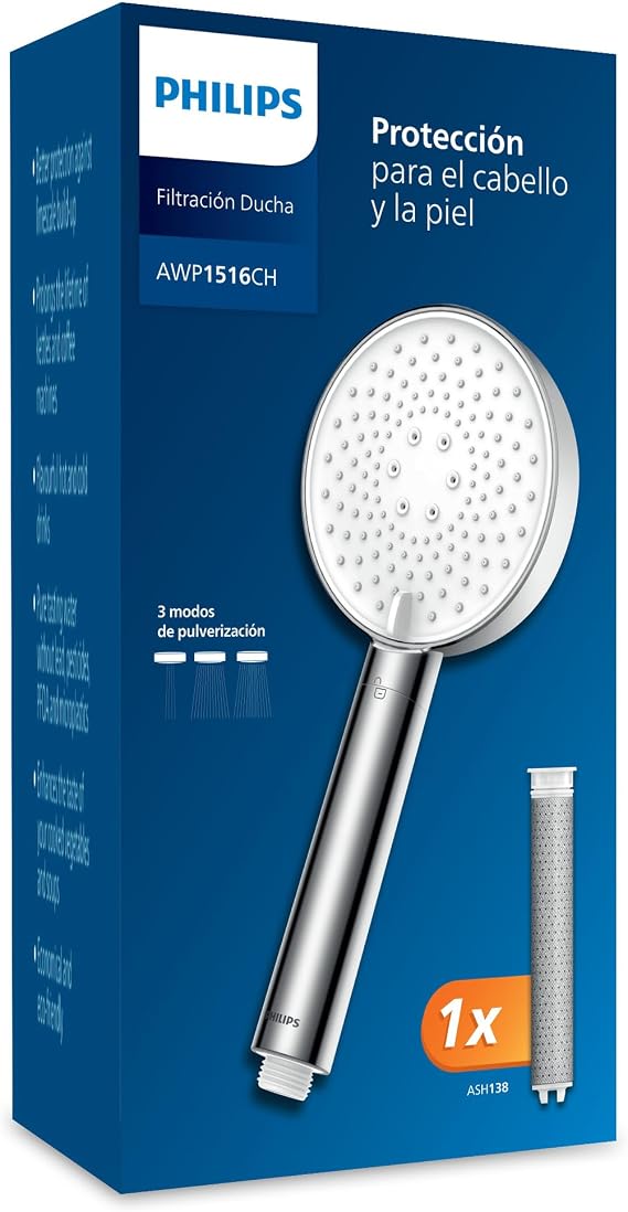 Philips Shower head with filter, effectively remove chlorine and other large particles, three spray modes, pressure improvement design, 1 month filtering capacity