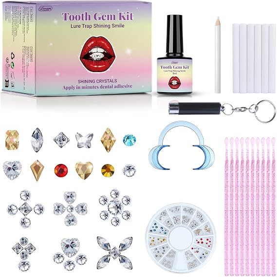 Tooth Gem Kit, DIY Tooth Gems, Sparkling Tooth Gems with 120 Crystals for Teeth Decor, Diamond Crystal Tooth Jewelry for Teeth Women Bling (Style B)