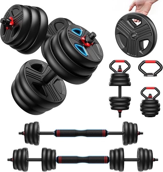 FEIERDUN 22/33.1/44.1/55.1/66.1/40kg 5 in 1 Adjustable Dumbbells and