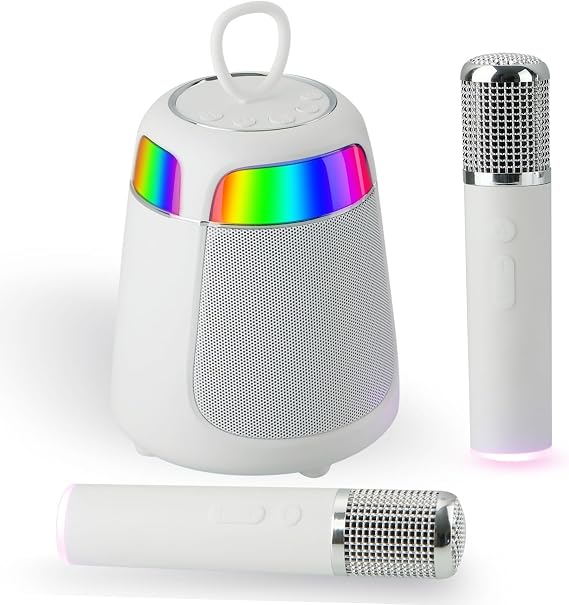 Mini Karaoke Machine, Portable Bluetooth Speaker with 2 Wireless Microphones for Adults & Kids, Karaoke Microphone with Pa System Supports USB/Tf/Aux for Home Party