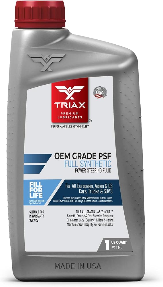 TRIAX OEM Grade PSF Power Steering Fluid - Full Synthetic with Esters - Arctic Grade -45°C - Universal Fit for Asian, US, and European Cars - Stop Leak - ATF Compatible - 1 Quart/946 ml