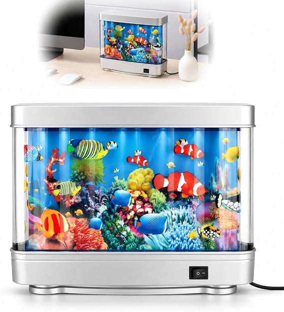 LED Decorative Fish Lamp - Simulated Underwater Decorative Toy Aquarium Lamps, Soft Night Light Virtual Fish Tank, Fishes Aquarium Lamp for Home Office Multi-Scene Decoration Artifact