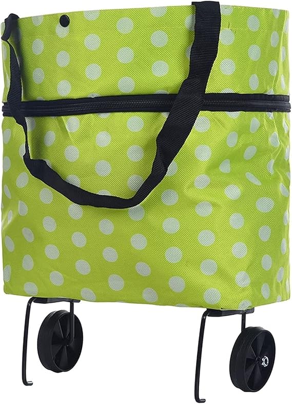 Carts,Shopping Cart Folding Shopping Cart Luggage Travel Bag Lightweight Travel Bag Shopping Trolley on Wheels for Groceries Laundry Utility Cart/Green