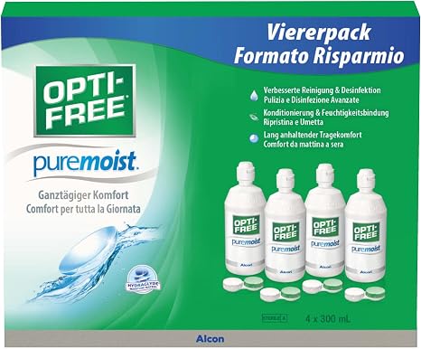 Opti-Free PureMoist contact lens care solution system pack 4 x 300 ml