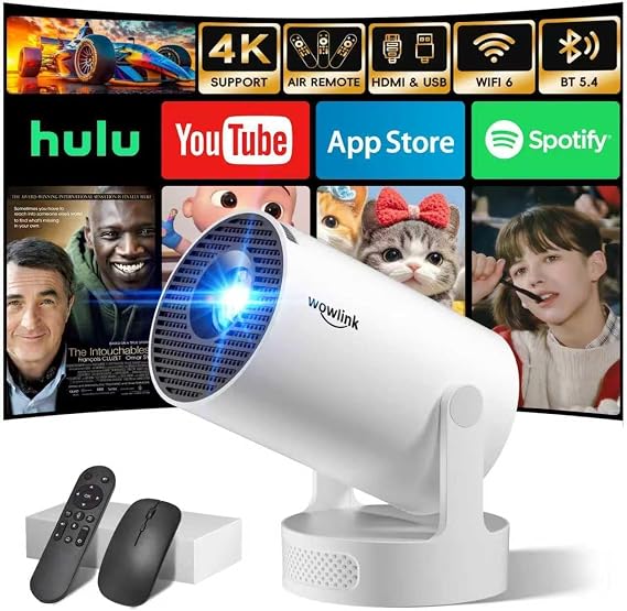 [Built-in Apps & 2026 Upgraded] Mini Projector with WiFi 6 Bluetooth 5.4