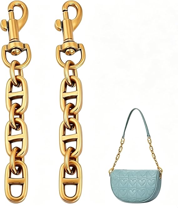 UNICRAFTALE 2Pcs Small Bag Extender Chains Alloy Purse Chain Strap 12cm Antique Golden Crossbody Shoulder Bag Strap Chains with Swivel Eye Bolt Snap Hook for Bag Straps Replacement Accessories